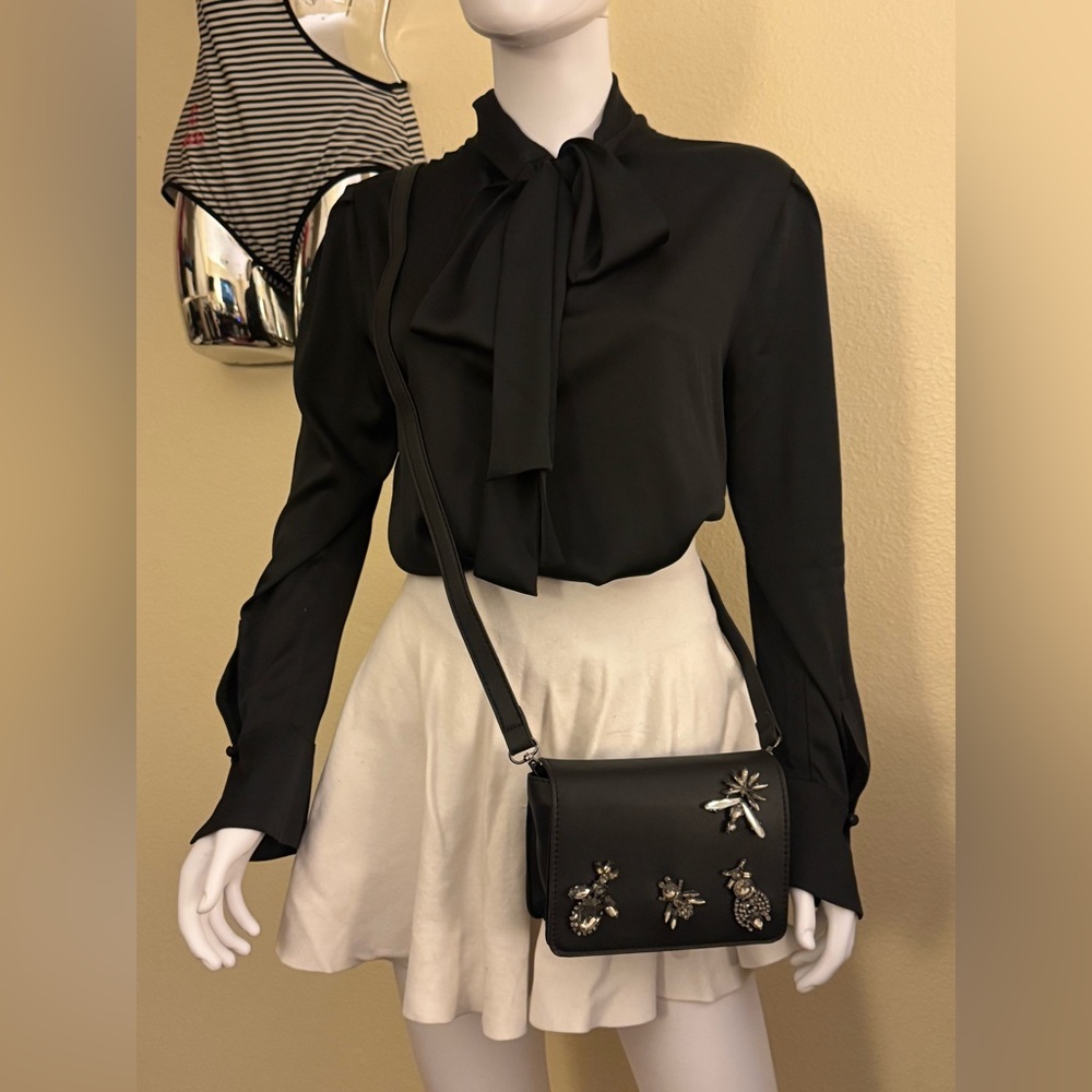 Ann Taylor Elegant Black Bow-Tie Blouse - Picture 8 of 10